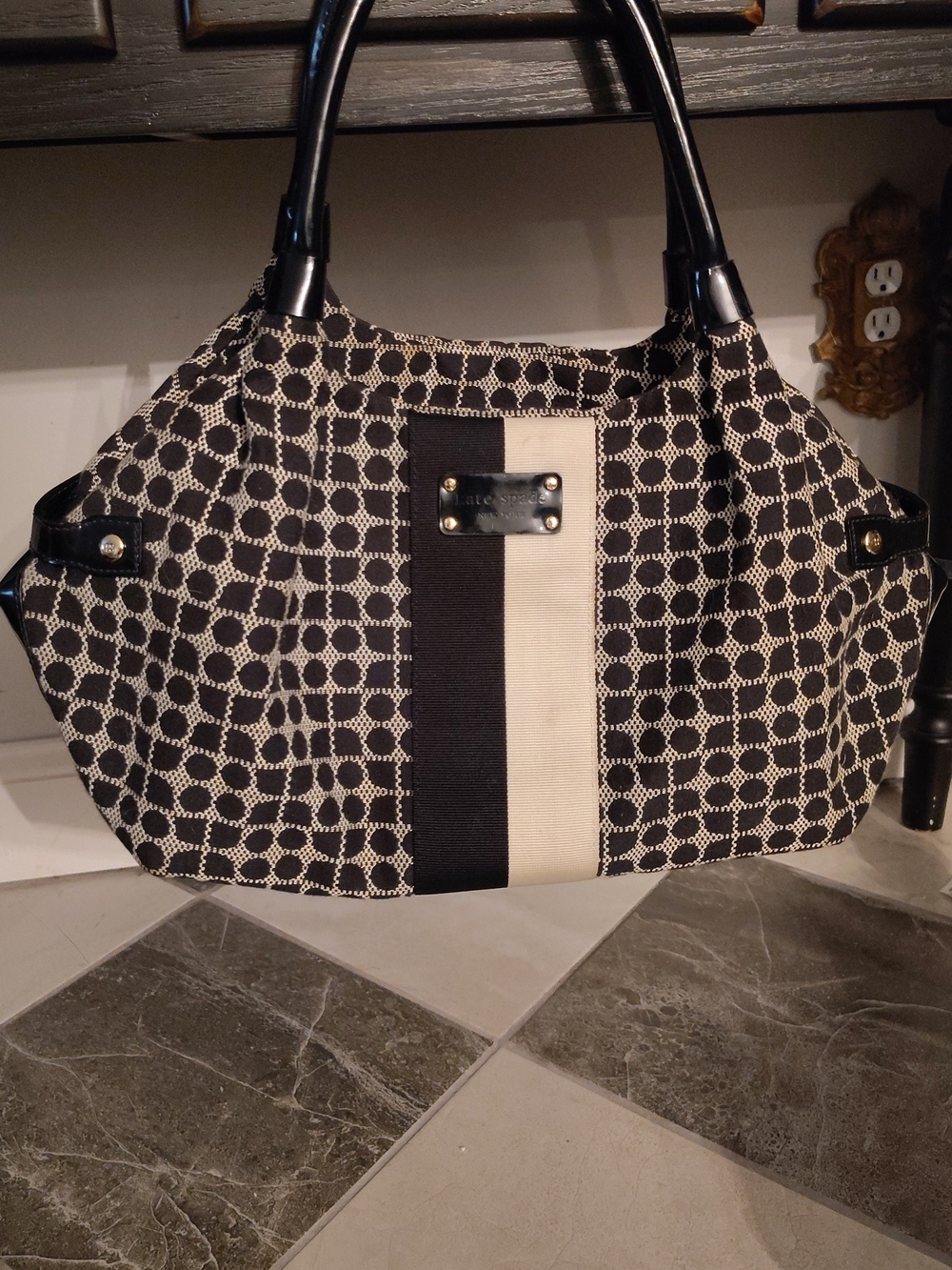 Kate Spade Black and Cream Patterned Women’s Tote Bag